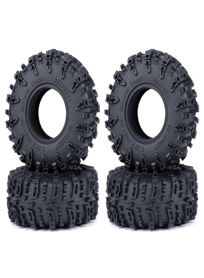 JGGZONE 1.3 RC Crawler Tires with Foam Insert 1/18 1/24 Soft Rubber Mud Grappler Wheels Tyres OD 70mm/2.76inch 1.3" All Terrain Tires for 1/18 Traxxa TRX4M 1/24 SCX24 RC Crawler Car Upgrade (Black A) - Image 3